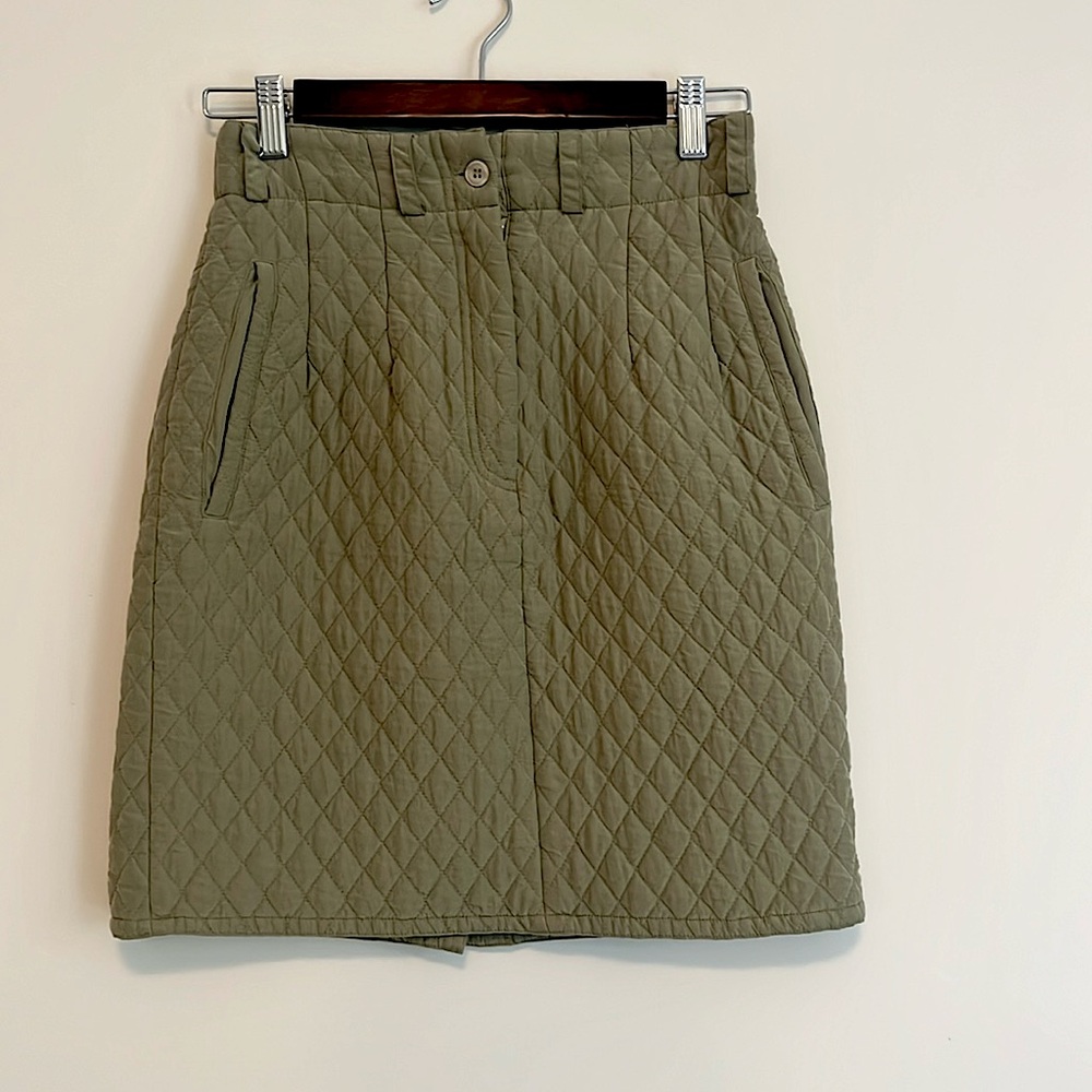 Vintage Silk Quilted NOREN Mode Designs Green Mini Skirt
